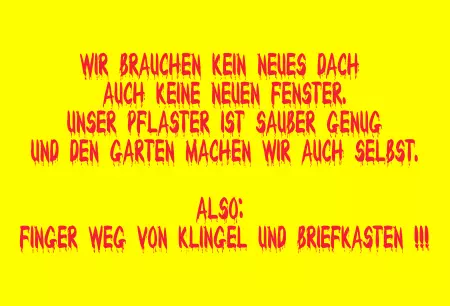 Hinweis Wir brauchen kein neues Dach, auch keine neuen ... Bild