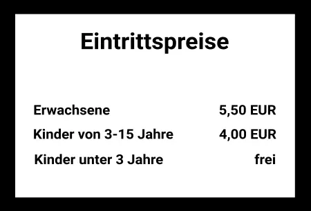 Hinweis Eintrittspreise Bild