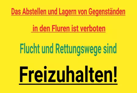 Hinweis Flucht- und Rettungswege freihalten Bild