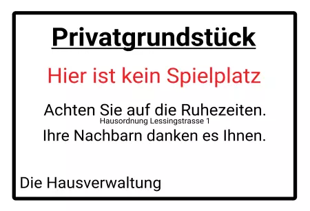 Hinweis Hier ist kein Spielplatz Bild