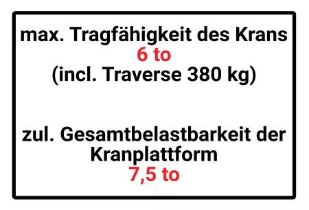 Hinweis max. Tragfähigkeit des Krans Bild