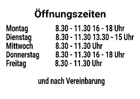 Hinweis Öffnungszeiten Bild