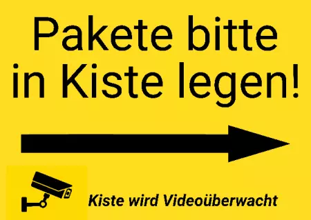  Hinweis Pakete bitte in Kiste legen! Bild