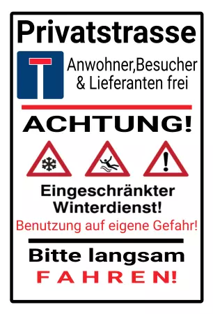 Hinweis Privatstrasse Bild