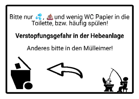 Hinweis Verstopfungsgefahr in der Hebeanlage Bild