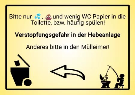  Hinweis Verstopfungsgefahr in der Hebeanlage Bild