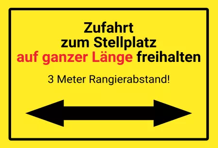 Hinweis Zufahrt zum Stellplatz auf ganzer LÄNGE freihalten Bild